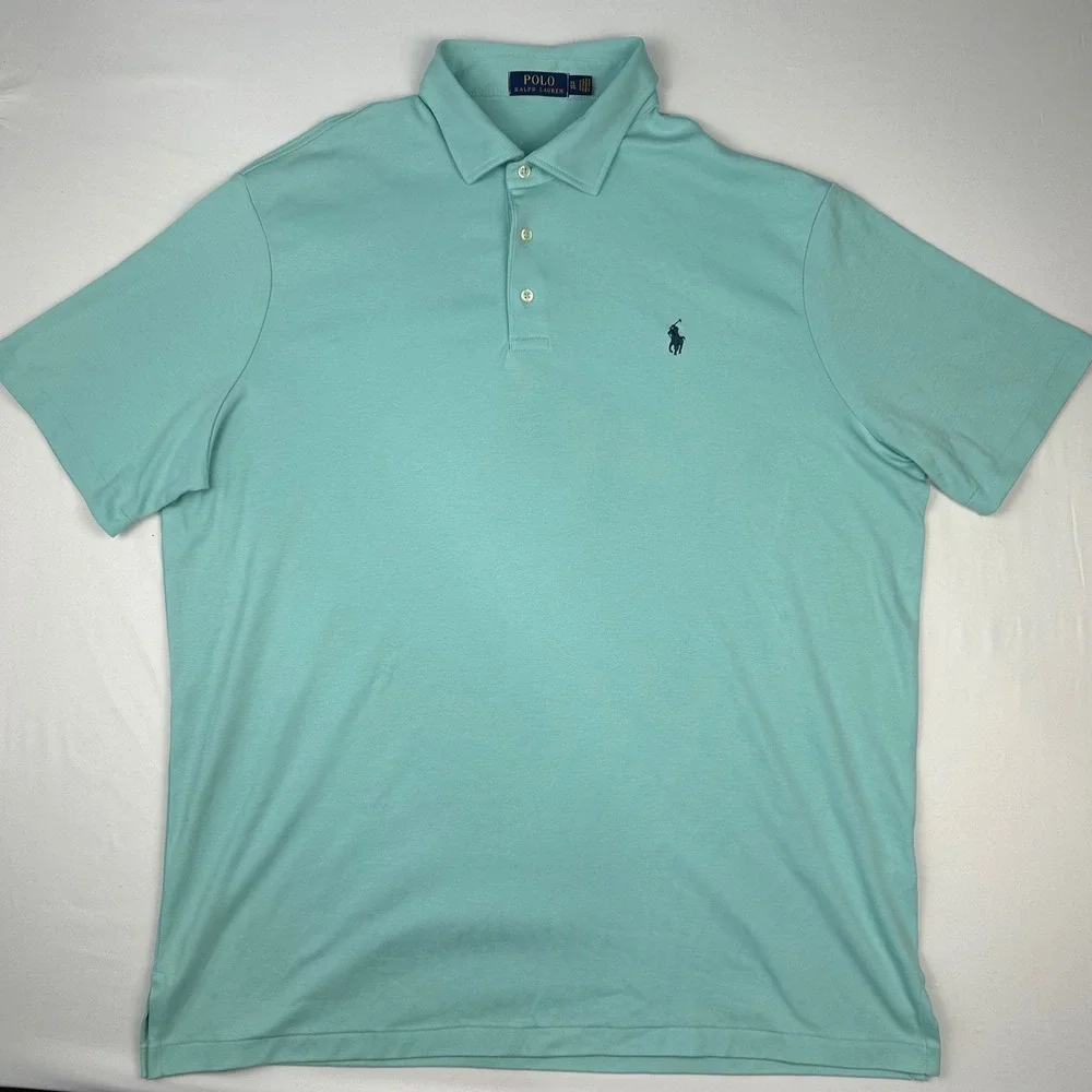 Polo Ralph Lauren Mens XL Mint Green Aqua‎ Cotton Short Sleeve Polo Shirt Logo